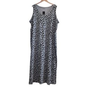 🌈 6/$60 Avenue BOD Maxi Dress Size 30-32 Grey Black Leopard Print Sleeveless